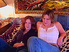 Lesbians in bra and jeans enjoy licking and toy fucking in a homemade shoot