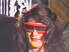 Sexy black stockings and heels on retro brunette masturbating solo