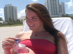 Devoted dame in sexy panties ball licking erotically before receiving cum in the mouth