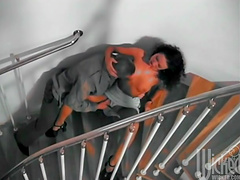 Slut in sexy black high heels fucks her man until he cums