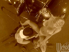 Curvy lesbians Brittany Andrews and Jenna Jameson Ass fingering with toys in black & white movie