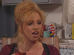 Lithe blonde with a shaved cunt fucks a hung guy outdoors