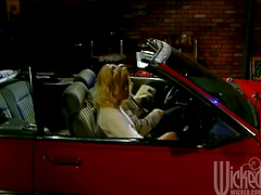 MILF obtains cum on tits after getting slammed doggystyle in the car