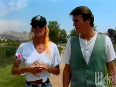 Skinny blonde pornstar Debi Diamonds goes solo with toys in reality story outdoors