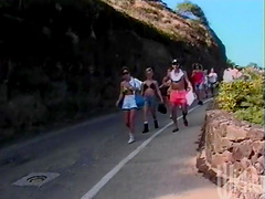 Attractive cowgirl giving a sensual blowjob before being banged hardcore outdoors