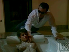 Lovely porn sweetheart Selena Steele gives huge cock a hot blowjob