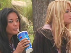 Sexy babe with a nice ass gets her pussy licked before being fucked missionary in a close up shoot