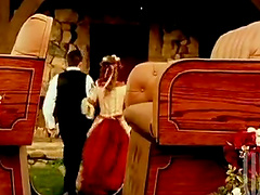 Curvy cowgirl in nylon stockings gets her pussy licked then drilled hardcore outdoors