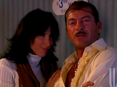 Gorgeous fake titties on a babe taking long dick in her cunt