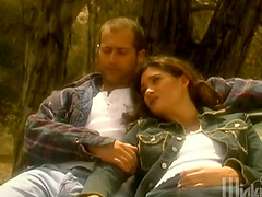 Stephanie Swift gets rammed cowgirl style and takes cumshot outdoors