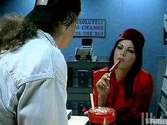 Sexy and lovely porn hottie Nicole Sheridan treats cock a hot and nasty blowjob