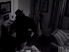 She grips his cock and slides it right up her tight ass