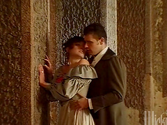 Affectionate babes with natural tits getting facial cumshot in close up shoot