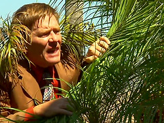 Blonde milf with fake big tits fucks a younger boy at his house