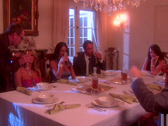 Randy chick gets fucked in group sex after the dinner party