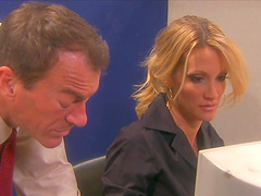 Brunette Milf with pubic bone tattoo eats out her blonde friend's twat