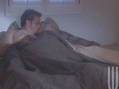 Katie Morgan with long hair moaning in pleasure as she nailed in a hot bed sex