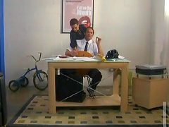 He pushes her head down on his cock and cums hard on her