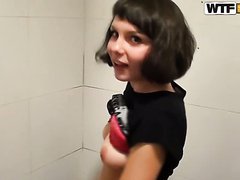 Young Meat Whore Takes Some In The Bathroom