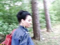 Sexy Amateur Brunette Outdoors Deepthroat!