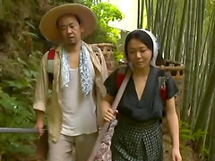 Passionate Japanese couple strip and get their freak on outdoors