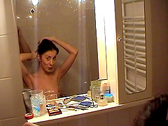 Fantastic teen babe with small tits gets fucked doggy style in the bathroom