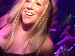 Girls in shorts get drunk and flash their bodies in club party