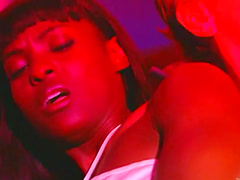 Charming ebony with natural tits getting screwed hardcore in closeup shoot