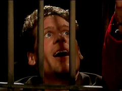 Randy blonde sucking dick through the prison bars in reality porn