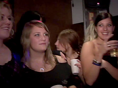 Cute sluts stripping and dancing on the stage in the club