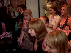 Hot blowjob scene with naughty porn hotties in nasty club banging