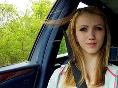 Deflowering sexy natural tits teen wannabe pornstar outdoors in the car